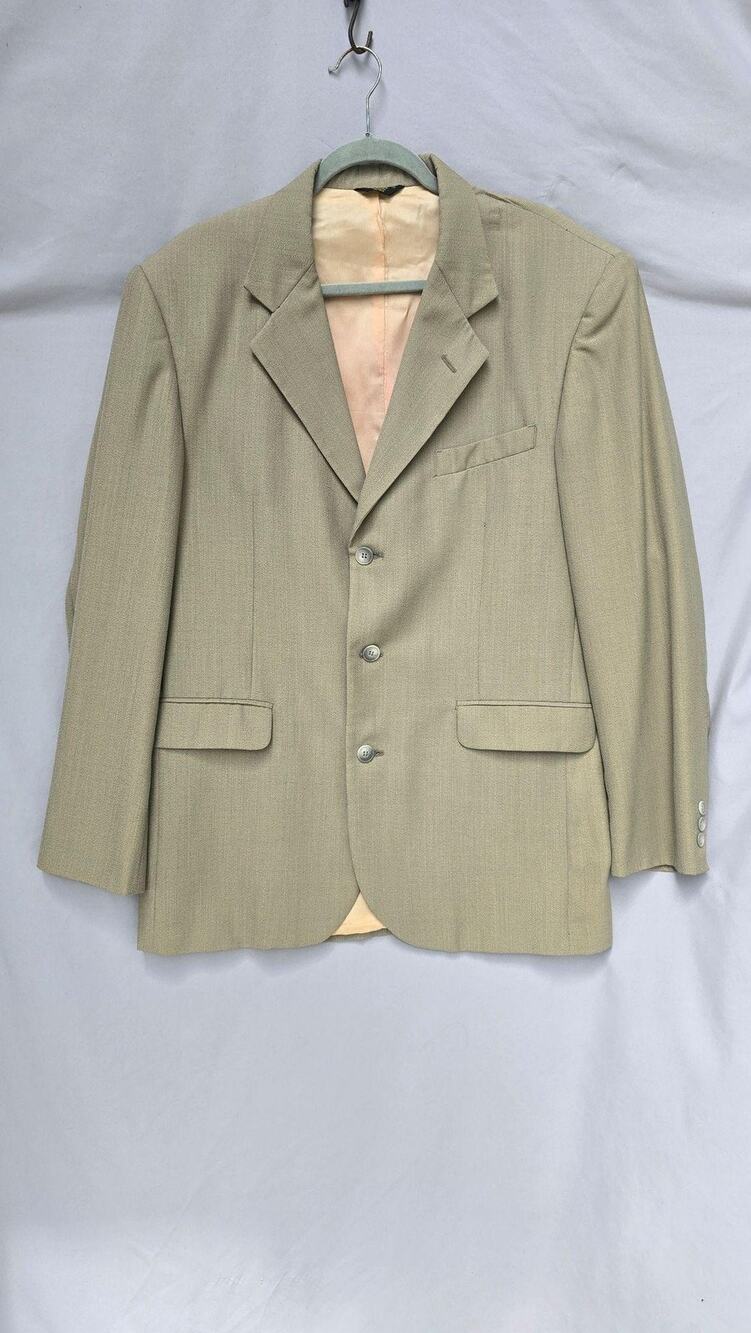 J. Riggings Suit Jacket Mens 42L Beige Single Breasted 3 Button Notch Lapel